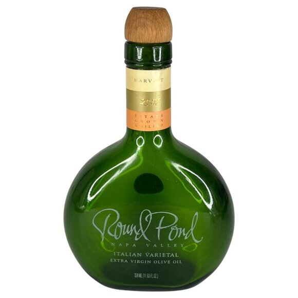 Round Pond Napa Valley Olive Oil Bottle EMPTY Green With cork Plug Extra Virgin - Picture 1 of 9